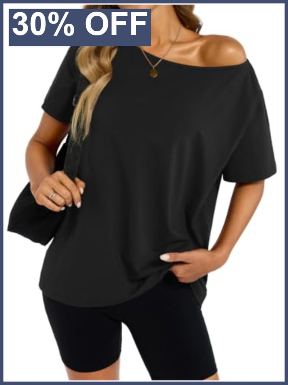 Off Shoulder Oversized Cotton Blend Tee